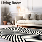 Black and White Abstract Maze Rug
