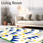 Yellow Blue Gray Bunting Stars Rug