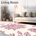 Pink Rose Bouquet Line Art Rug