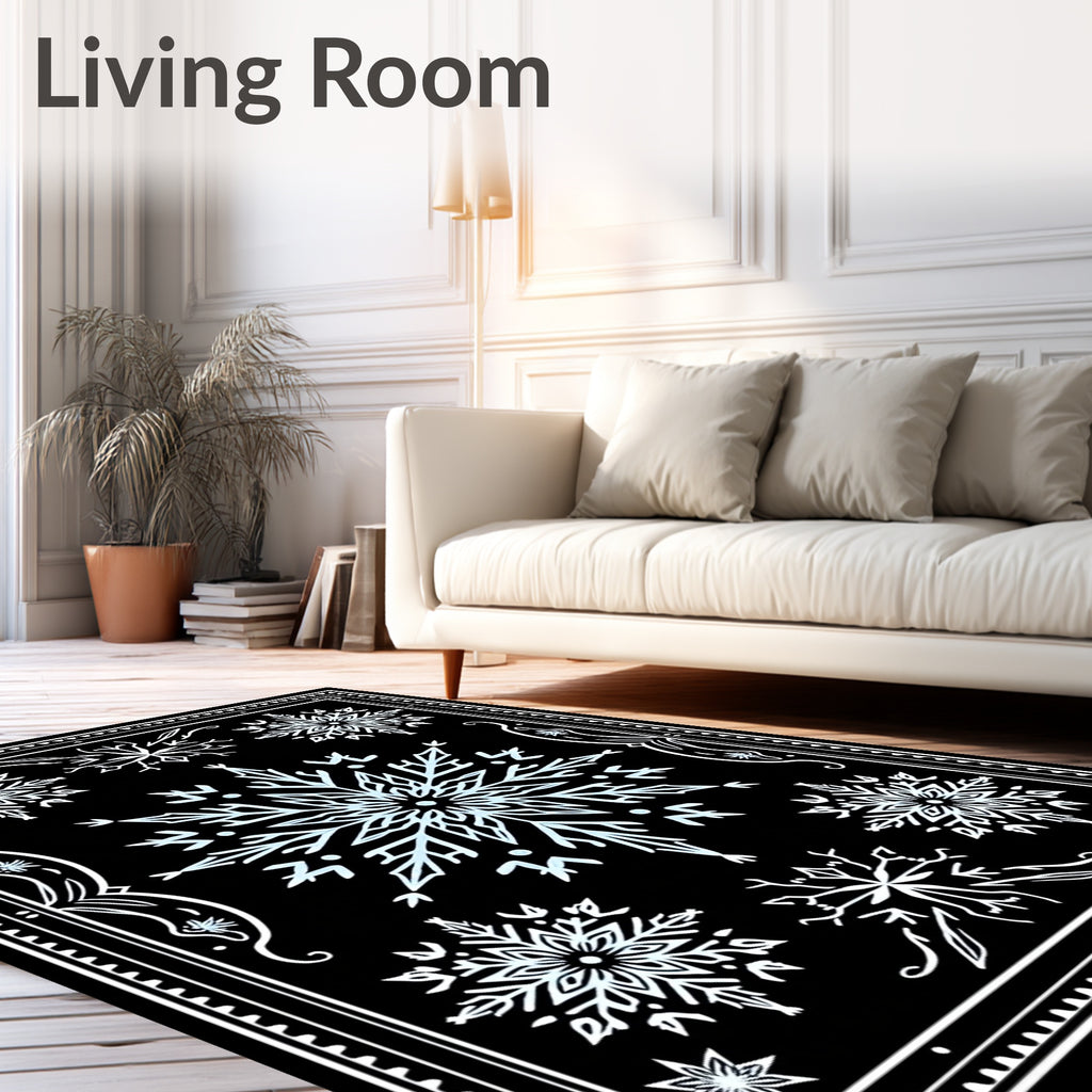 Winter White Snowflake Medallion Burst Rug
