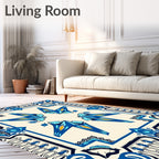 Modern Blue Yellow Floral Medallion Rug