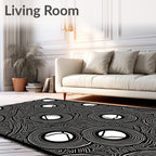 Black White Concentric Circles Abstract Rug