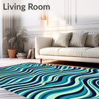 Wavy Blue Ocean Stripe Rug