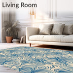 Deep Blue Whimsical Swirls Rug