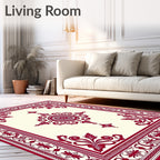 Ornate Crimson Central Bloom Symmetrical Rug