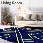 Navy Gold Geometric Ornament Star Rug