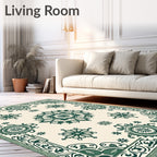 Green Traditional Medallion Lace Rug
