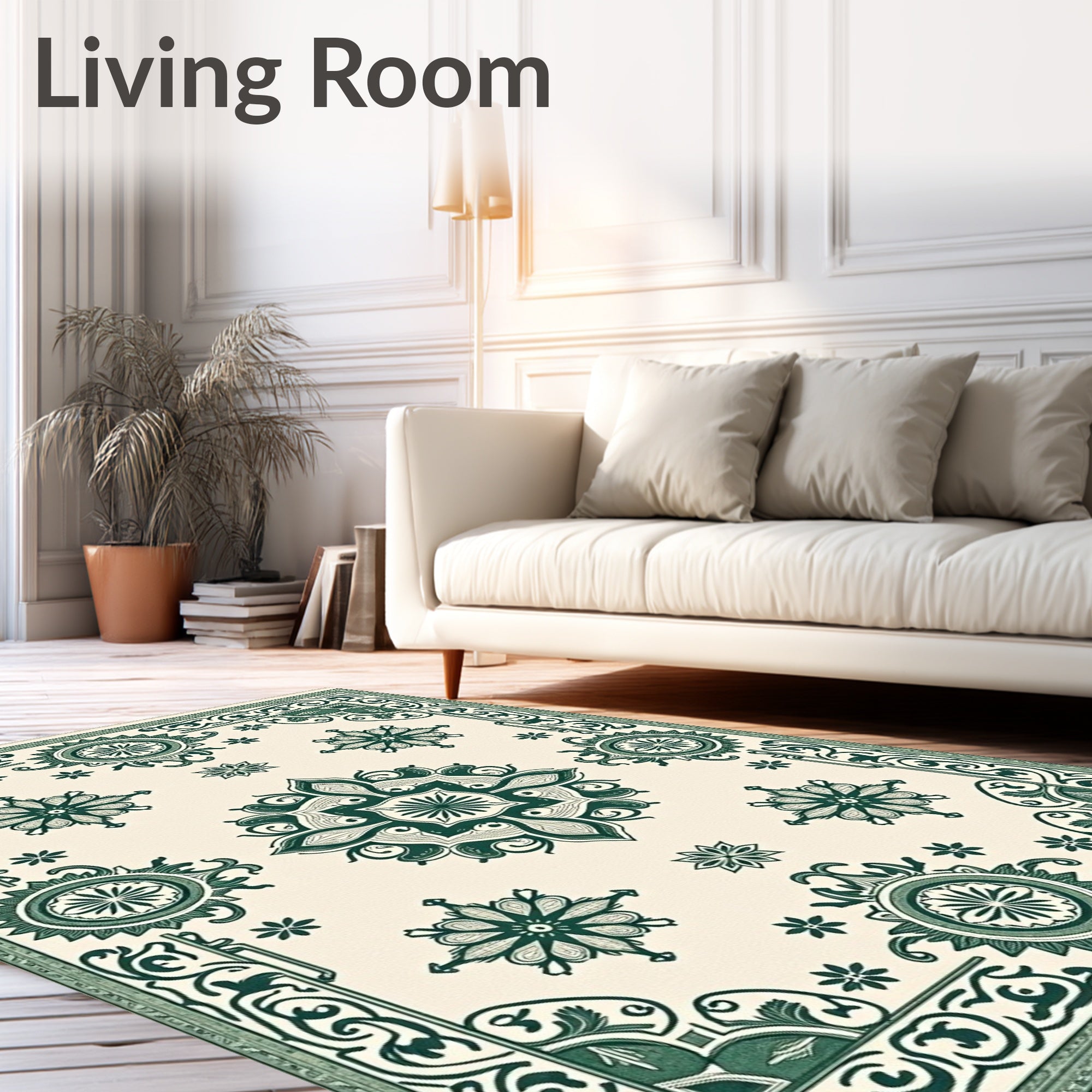 Green Traditional Medallion Lace Rug
