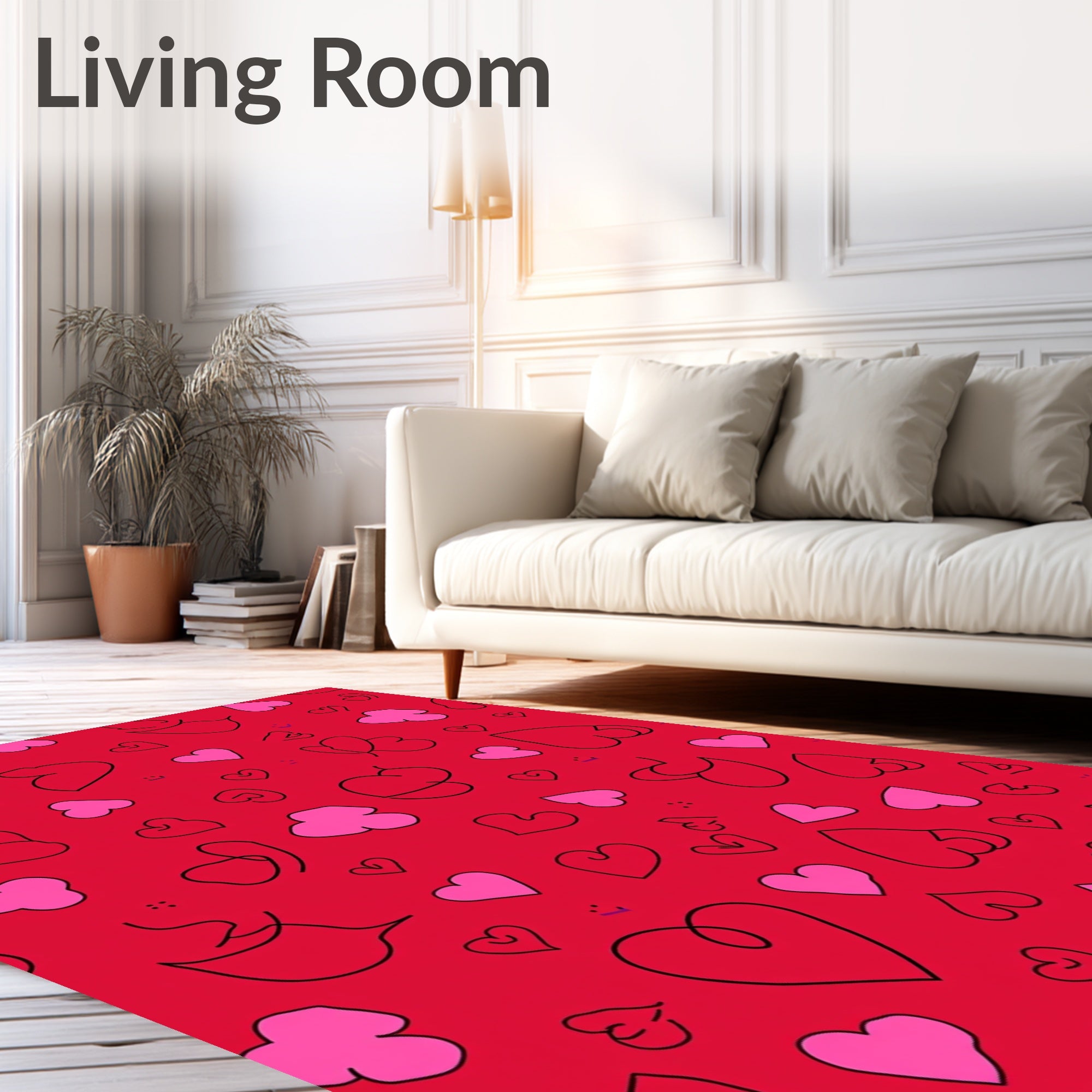 Red Pink Hearts Collage Rug