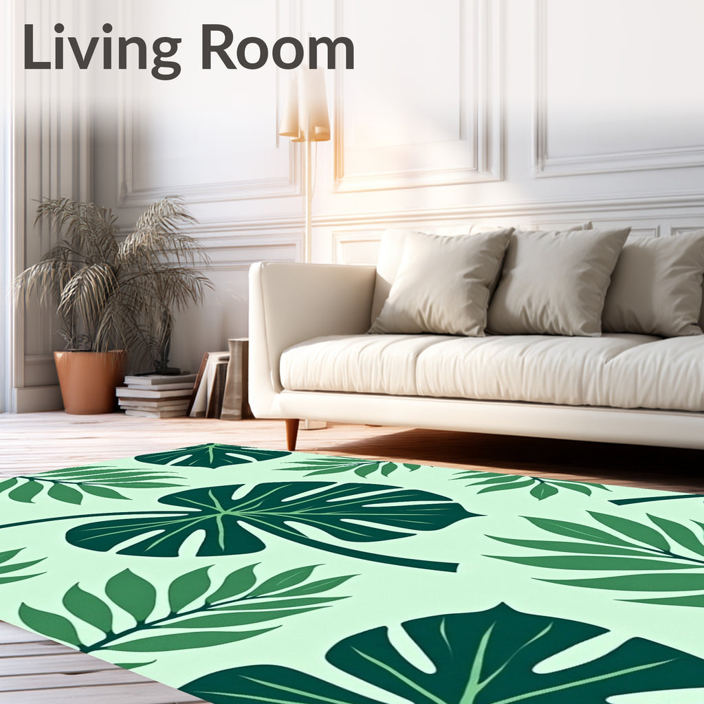 Deep Green Tropical Foliage Rug