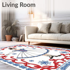 Ballet Dancer Snowflake Red Blue Border Rug