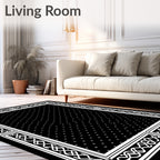 Black White Polka Dot Celtic Border Rug