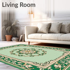 Green Blossom Medallion Relief Rug