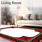 Red Black Gold Scrollwork Frame Rug