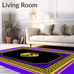Bold Yellow Skull Geometric Border Rug