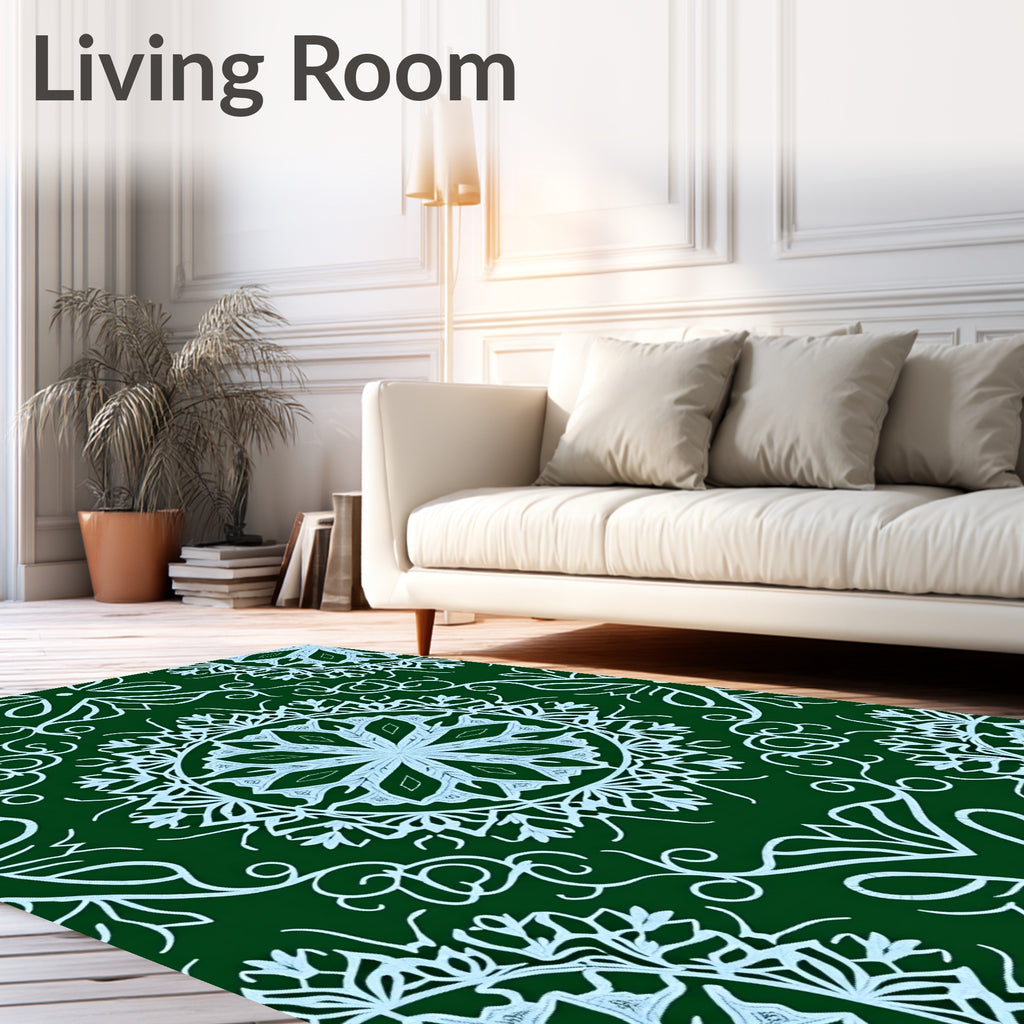Teal Floral Mandala Vine Rug