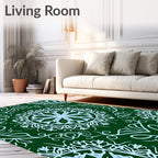 Teal Floral Mandala Vine Rug
