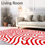 Crimson Swirl Maze Lines Rug