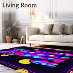 Whimsical Purple Pink Polka Dot Cat Rug
