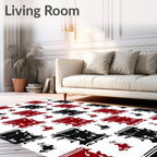 Bold Red Black Drum Collage Rug