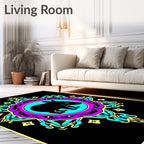 Vibrant Teal Purple Tapir Mandala Rug