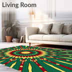 Radiant Crimson Gold Starburst Rug