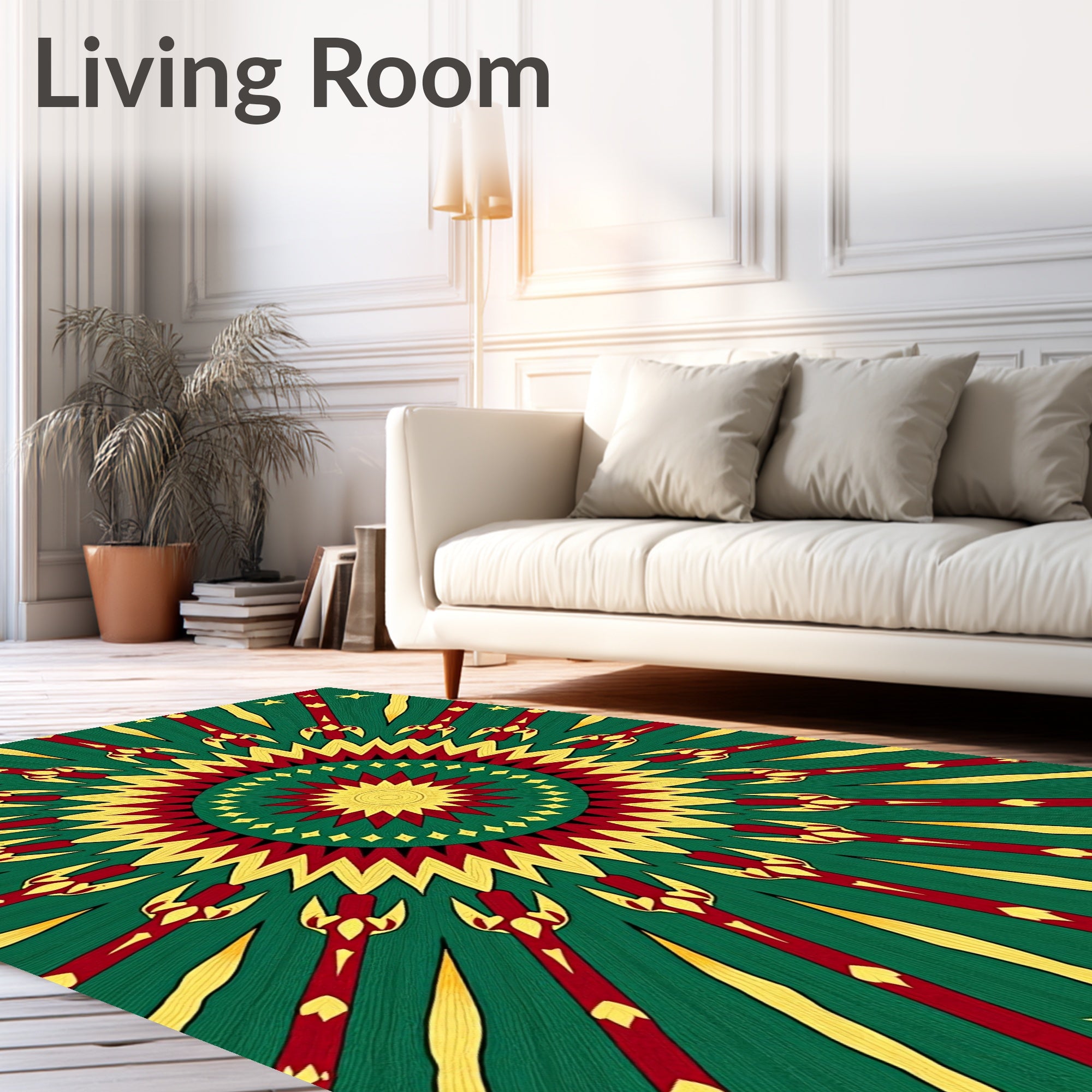 Radiant Crimson Gold Starburst Rug