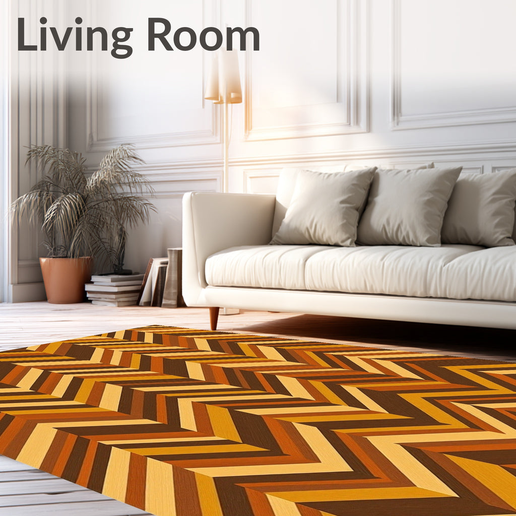 Retro Chevron Stripes Earth Tones Rug
