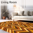 Retro Chevron Stripes Earth Tones Rug