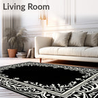 Antique Ivory Floral Scroll Border Rug