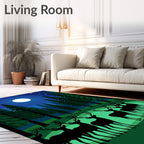 Midnight Forest Deer Moonscape Rug