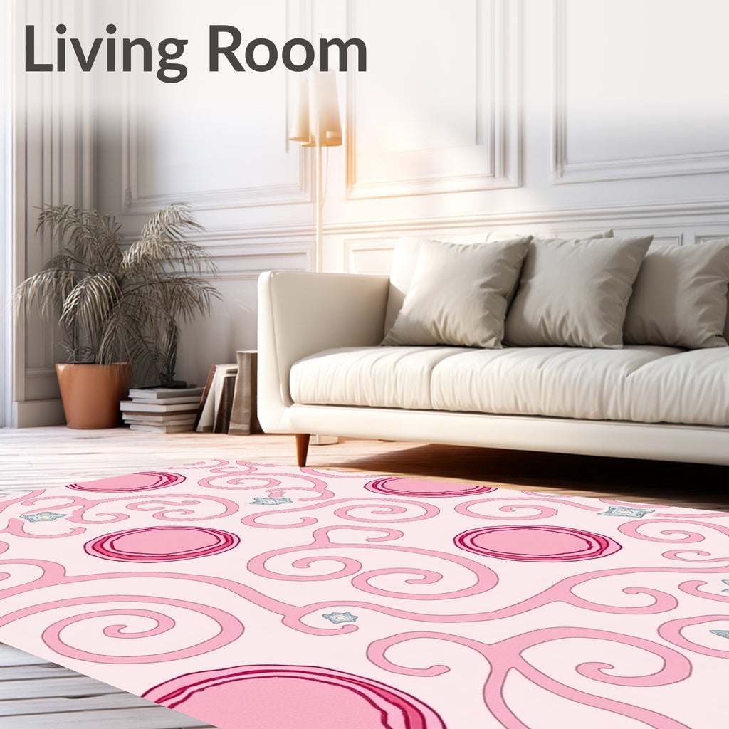Pink Swirl Circles Starburst Abstract Rug
