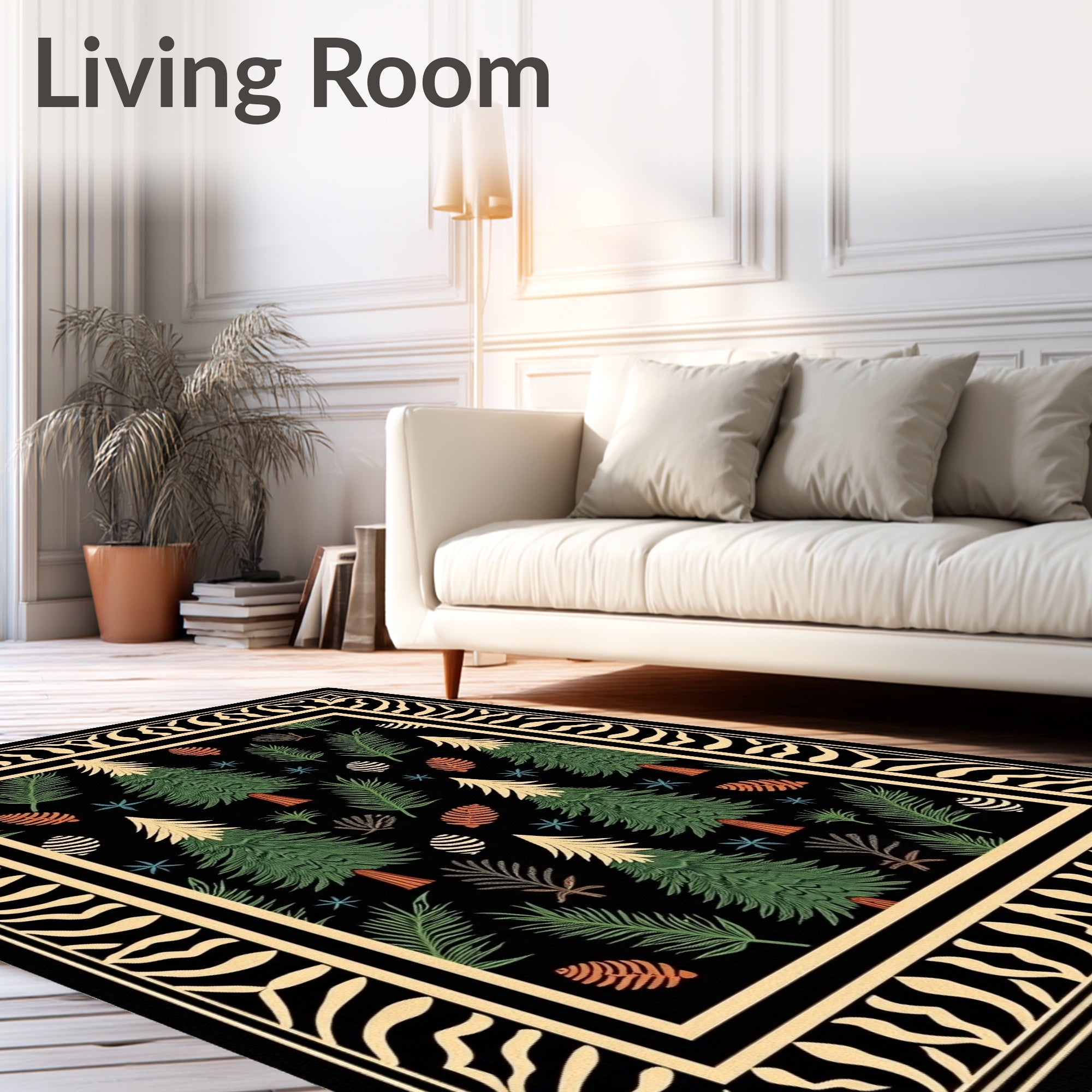 Woodland Forest Pine Cone Trees Rug
