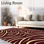 Crimson Cream Swirling Lines Rug