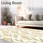 Earthy Wheat Stalk Botanical Arrangement Rug