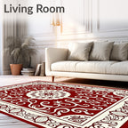 Rich Crimson Floral Medallion Rug
