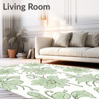 Soft Green Floral Vine Arrangement Rug