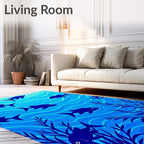 Deep Blue Schooling Fish Underwater Rug