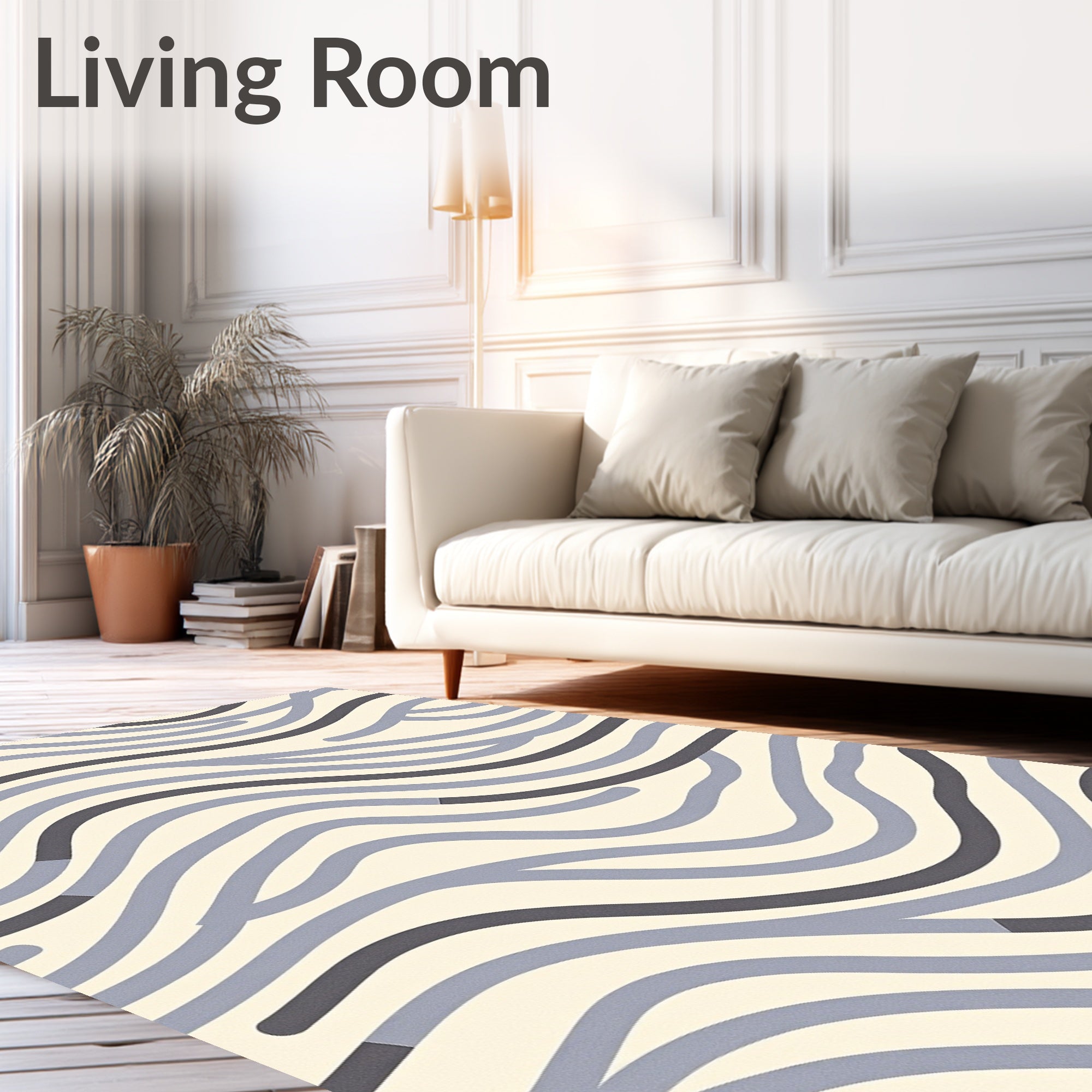 Cool Gray Wavy Lines Rug