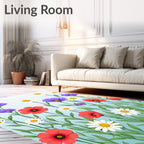 Vivid Red Purple Daisy Bloom Garden Rug