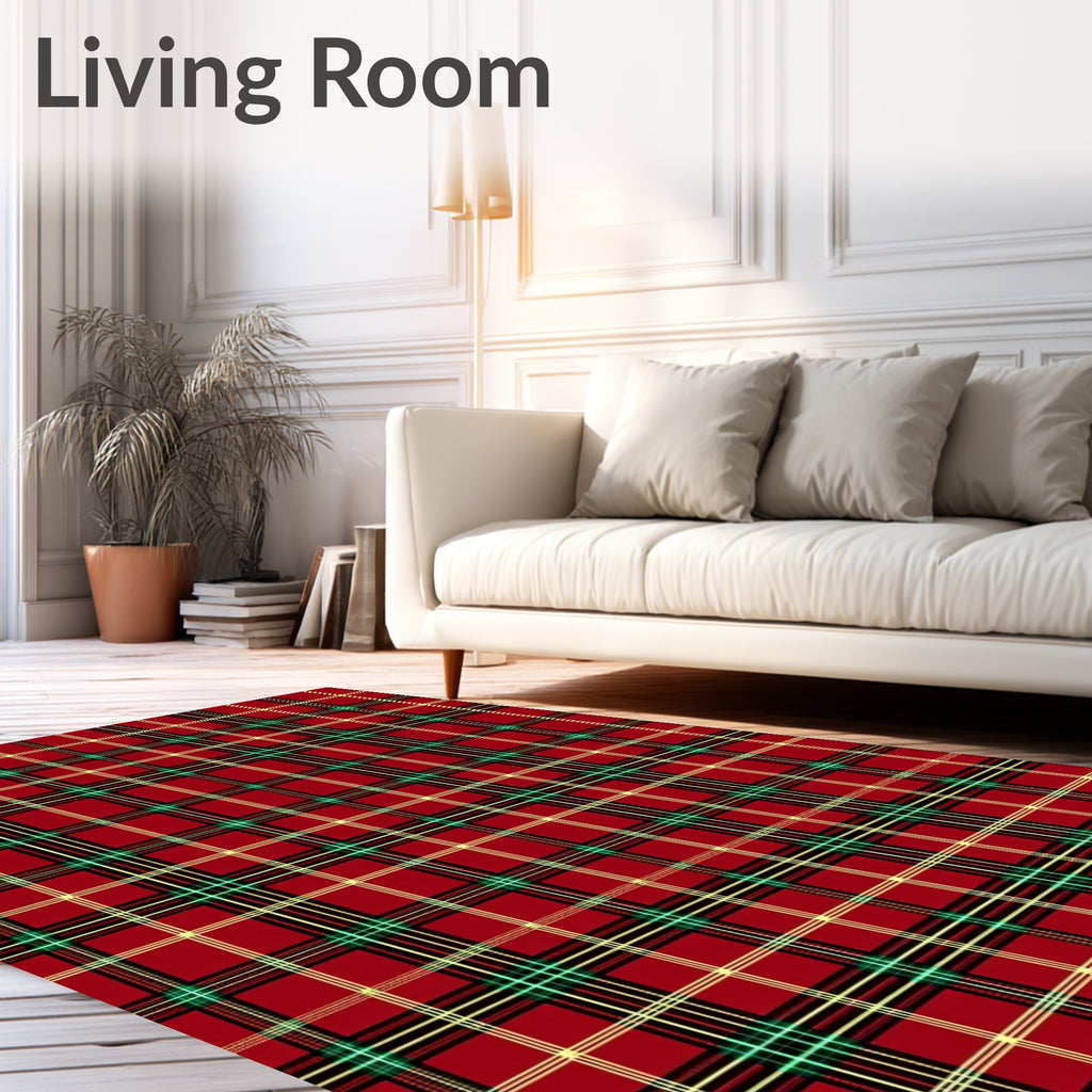 Classic Red Green Plaid Checkered Rug