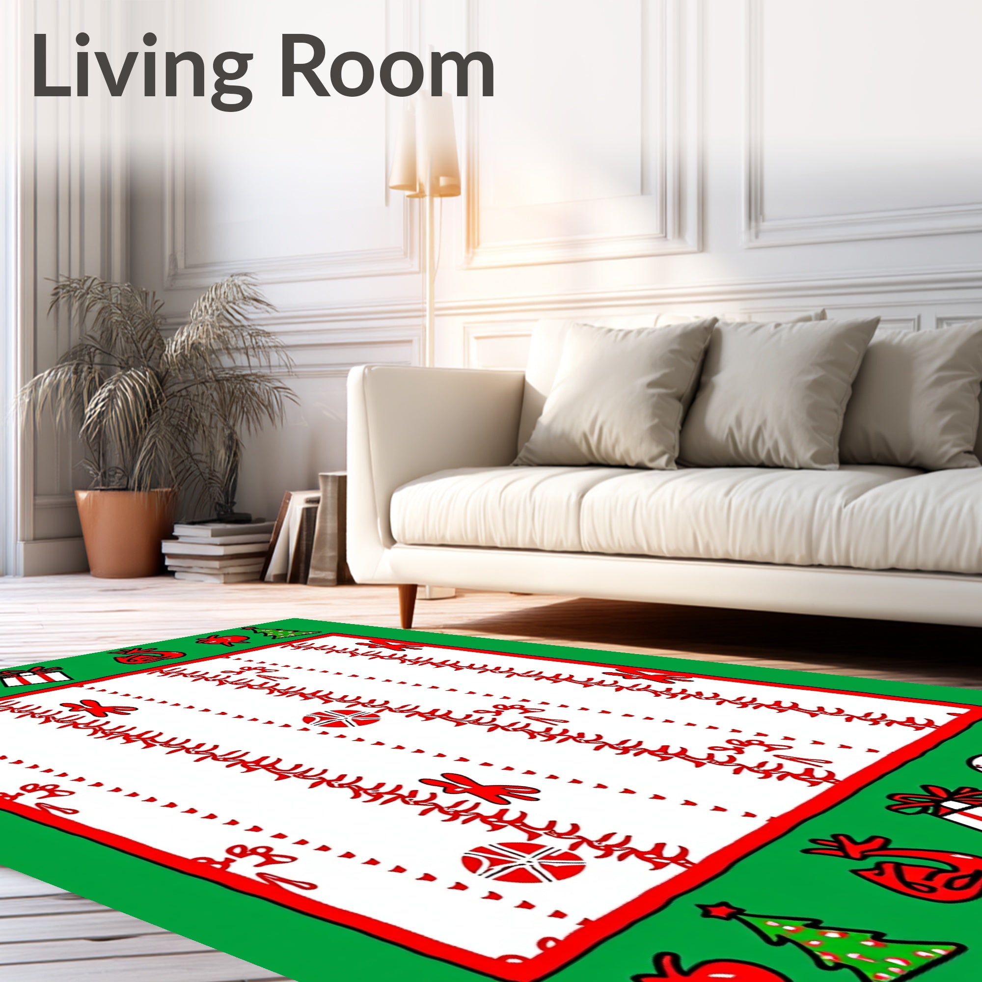 Red White Festive Holiday Objects Rug