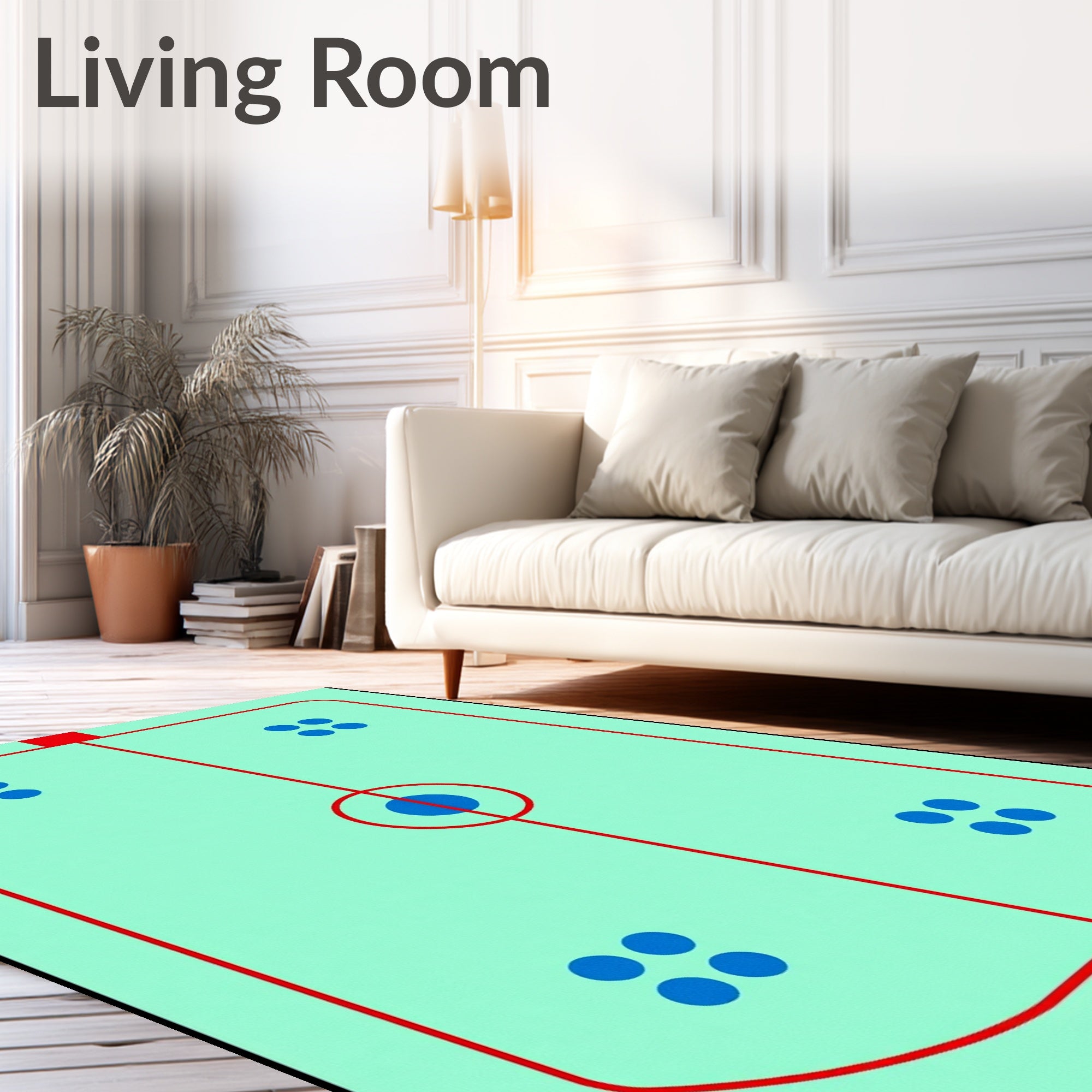 Aqua Hockey Court Blue Dots Rug