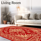 Elegant Red Floral Square Medallion Rug