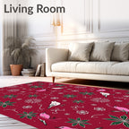 Pink and White Bird Garden Rug