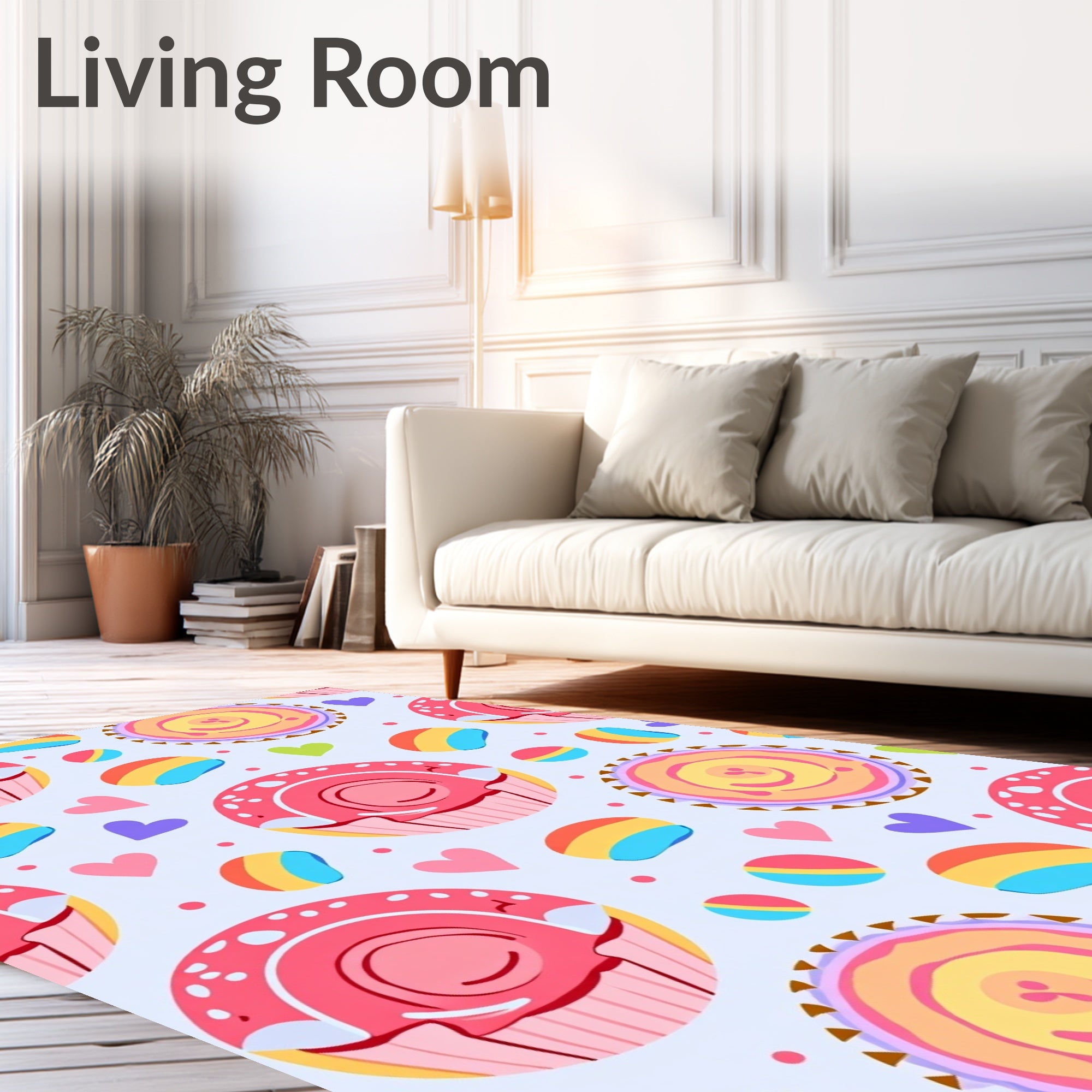 Sweet Treats Rainbow Heart Sprinkle Rug