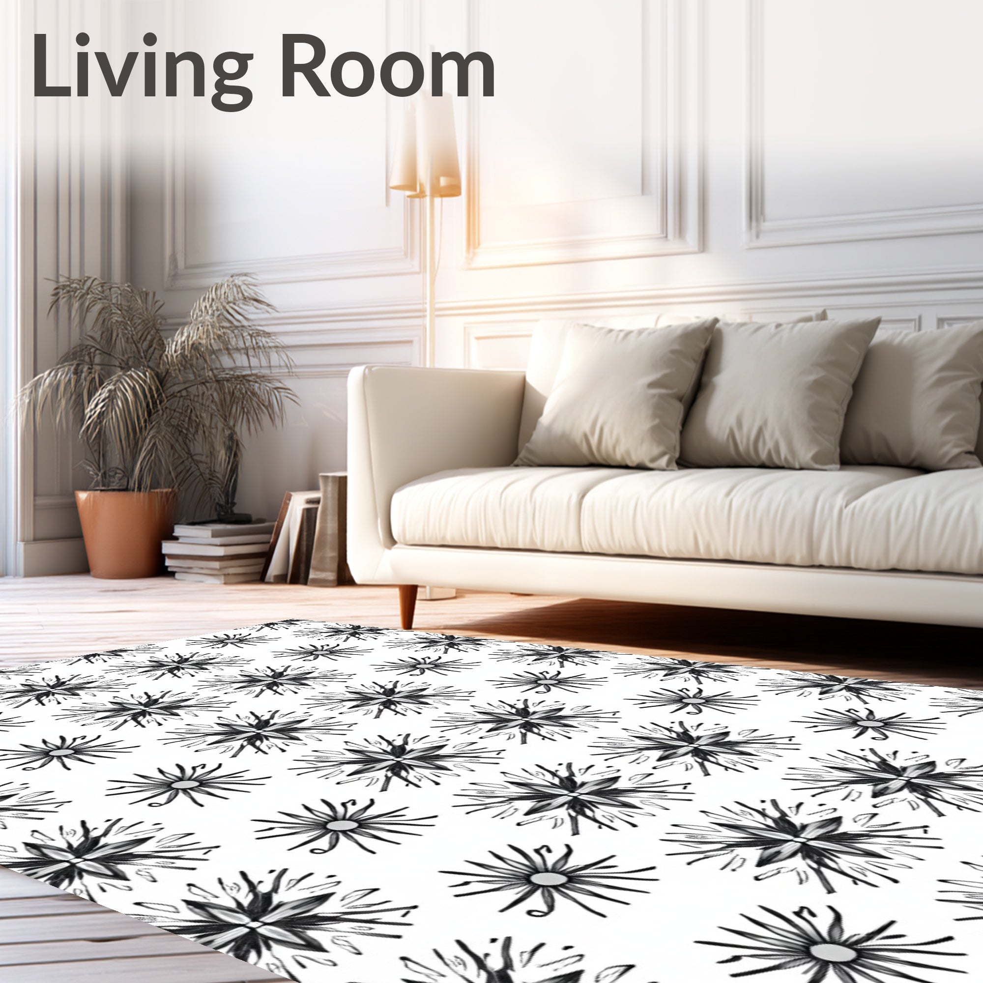 Monochrome Starburst Radial Symmetry Rug