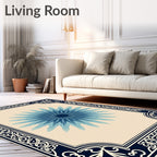 Deep Blue Radiant Starburst Frame Rug