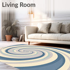 Retro Blue Swirling Spiral Rug