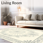 Cream and Gray Floral Medallion Outline Rug